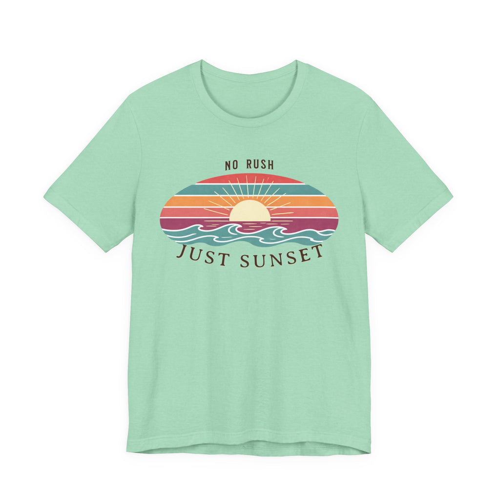 NO RUSH JUST SUNSET T - SHIRT - VINTAGE BEACH GRAPHIC - Mare Qui Club