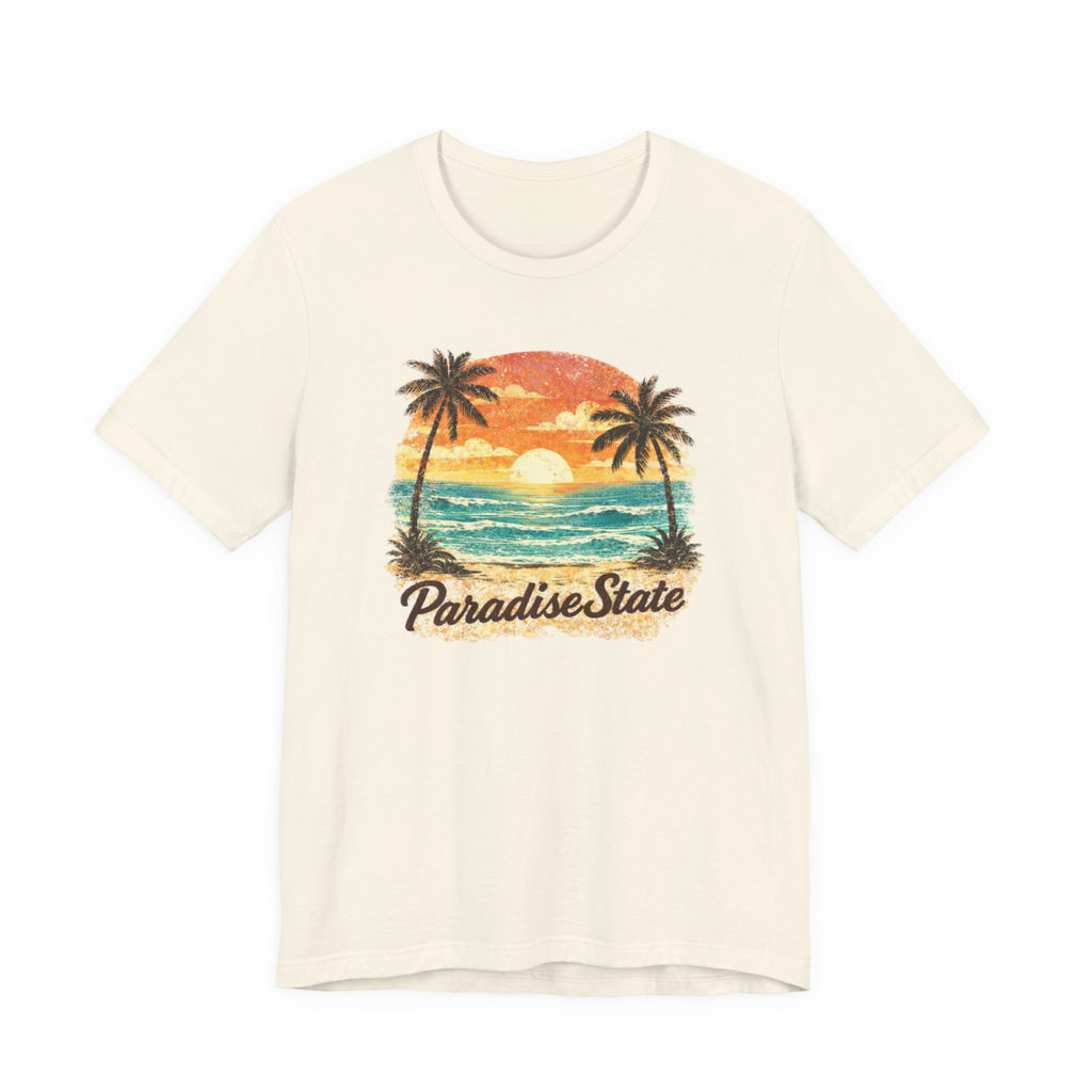 Paradise State Beach T-Shirt - Vintage Sunset Palm Graphic beach graphic tee Marequi Club