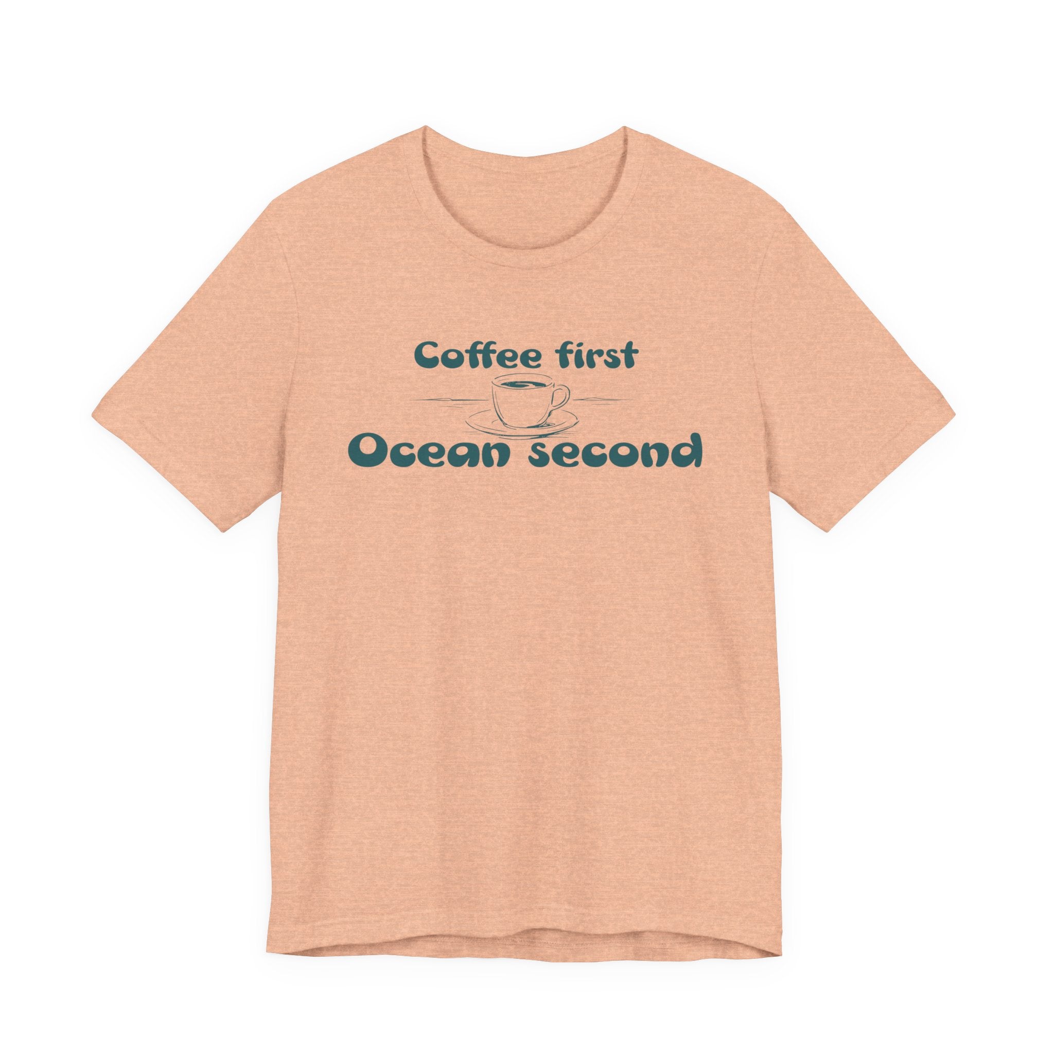 Coffee First, Ocean Second Tee — Coastal Coffee Lover T-Shirt - Mare Qui Club