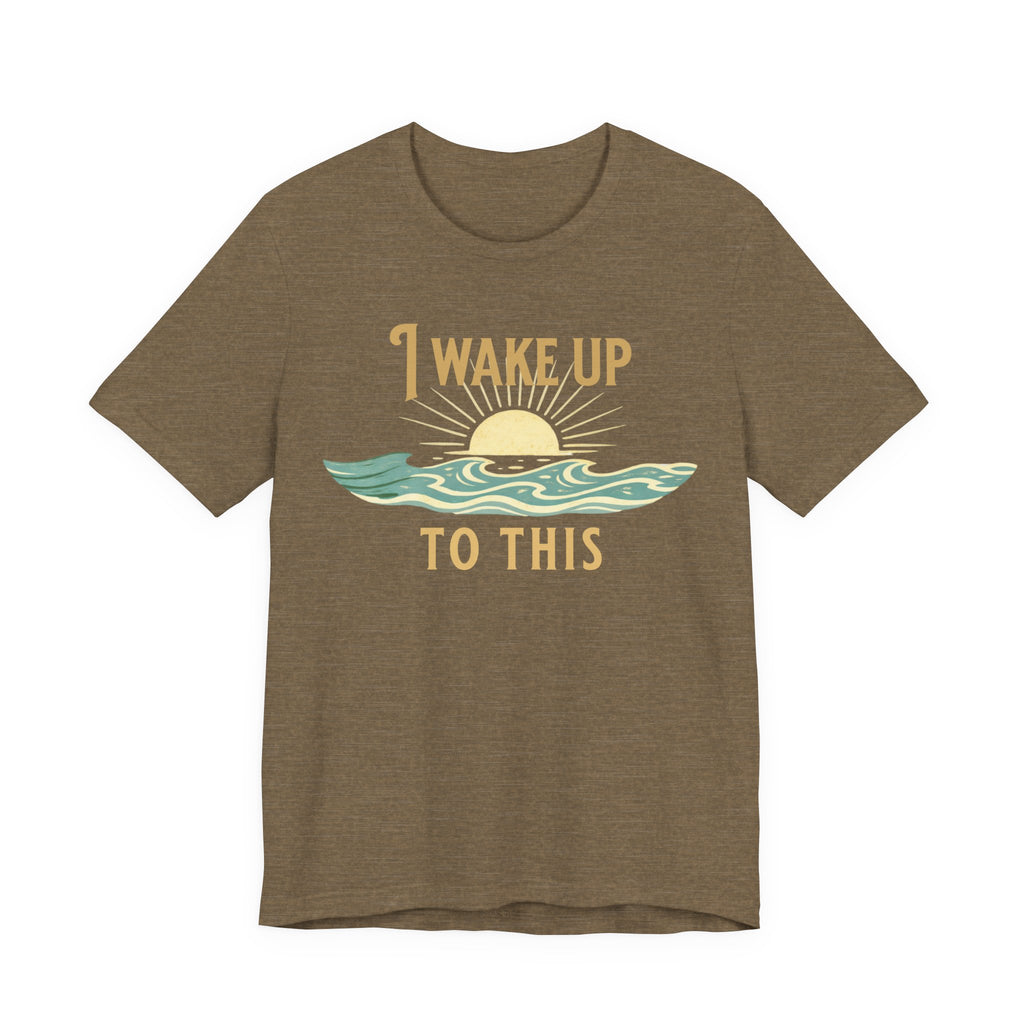 I wake up to this - NO RUSH SUNSET TEE beach graphic tee Marequi Club