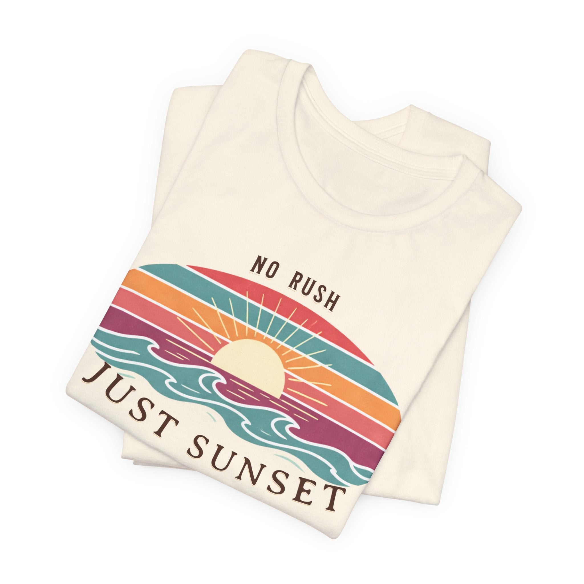 NO RUSH JUST SUNSET T - SHIRT - VINTAGE BEACH GRAPHIC - Mare Qui Club