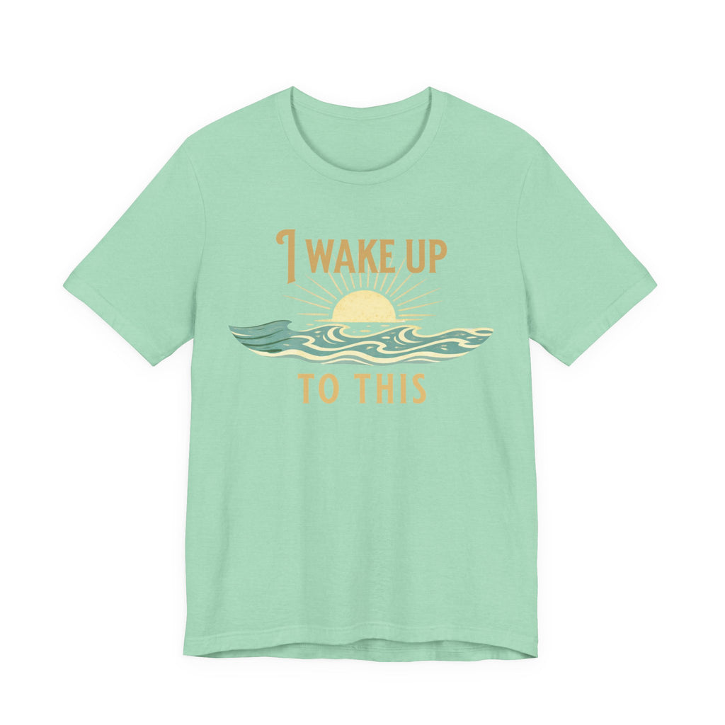 I wake up to this - NO RUSH SUNSET TEE beach graphic tee Marequi Club
