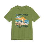 Ocean Wait I'm Coming beach sunset ocean graphic t-shirt design