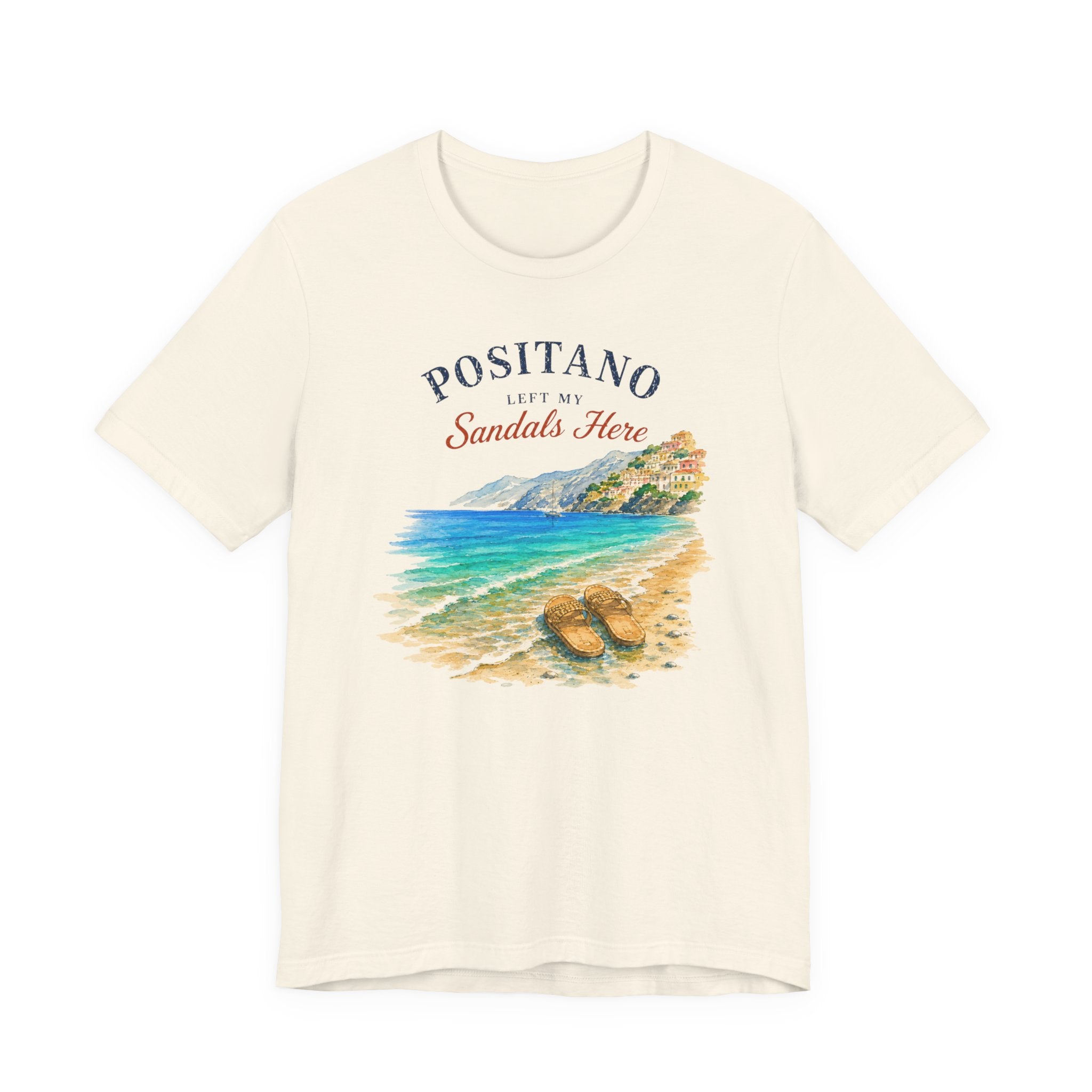 Positano Left My Sandals Here Vintage T-Shirt Amalfi Coast Italy graphic tee Marequi Club