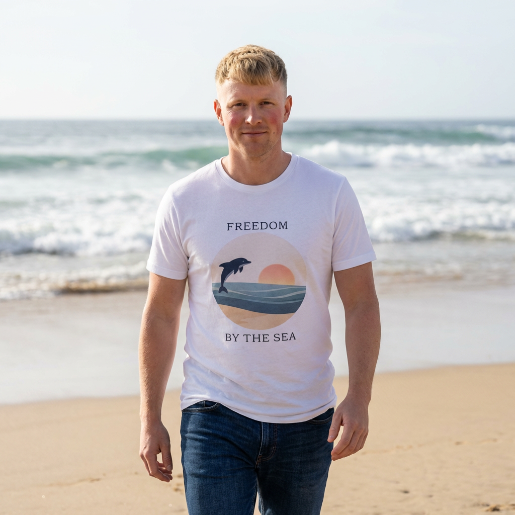 FREEDOM BY THE SEA BEACH T-SHIRT MARE QUI CLUB