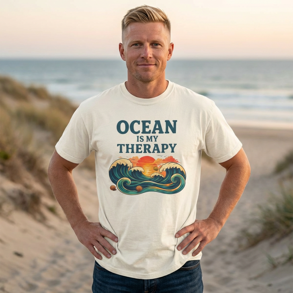 OCEAN IS MY THERAPY - VINTAGE WAVE T-SHIRT