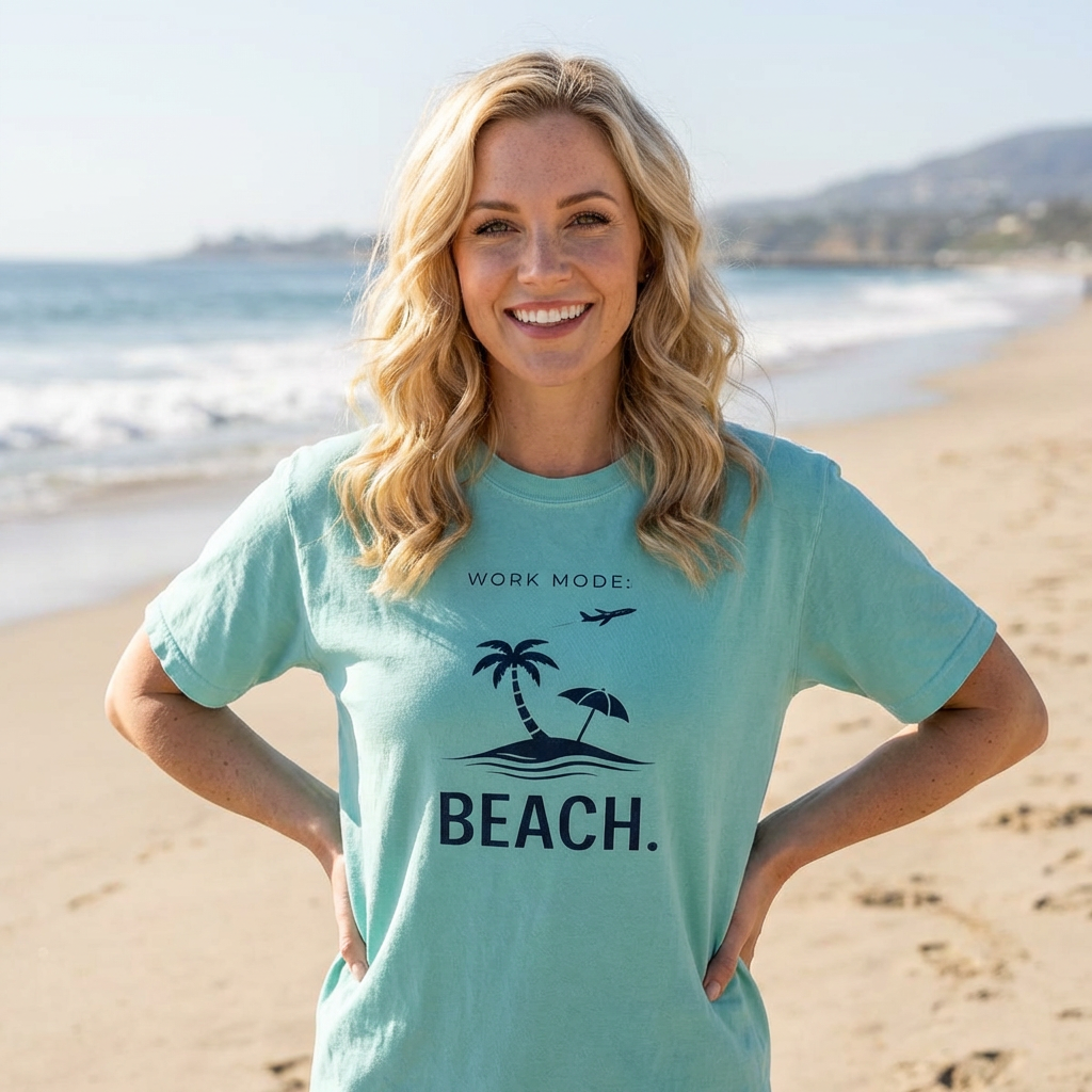 WORK MODE BEACH MODE T-SHIRT | MINIMAL COASTAL GRAPHIC TEE