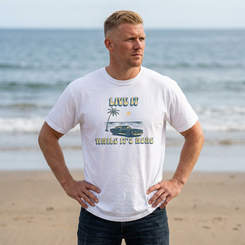 LIVE IT WHILE IT’S HERE T-SHIRT | VINTAGE BEACH CAR