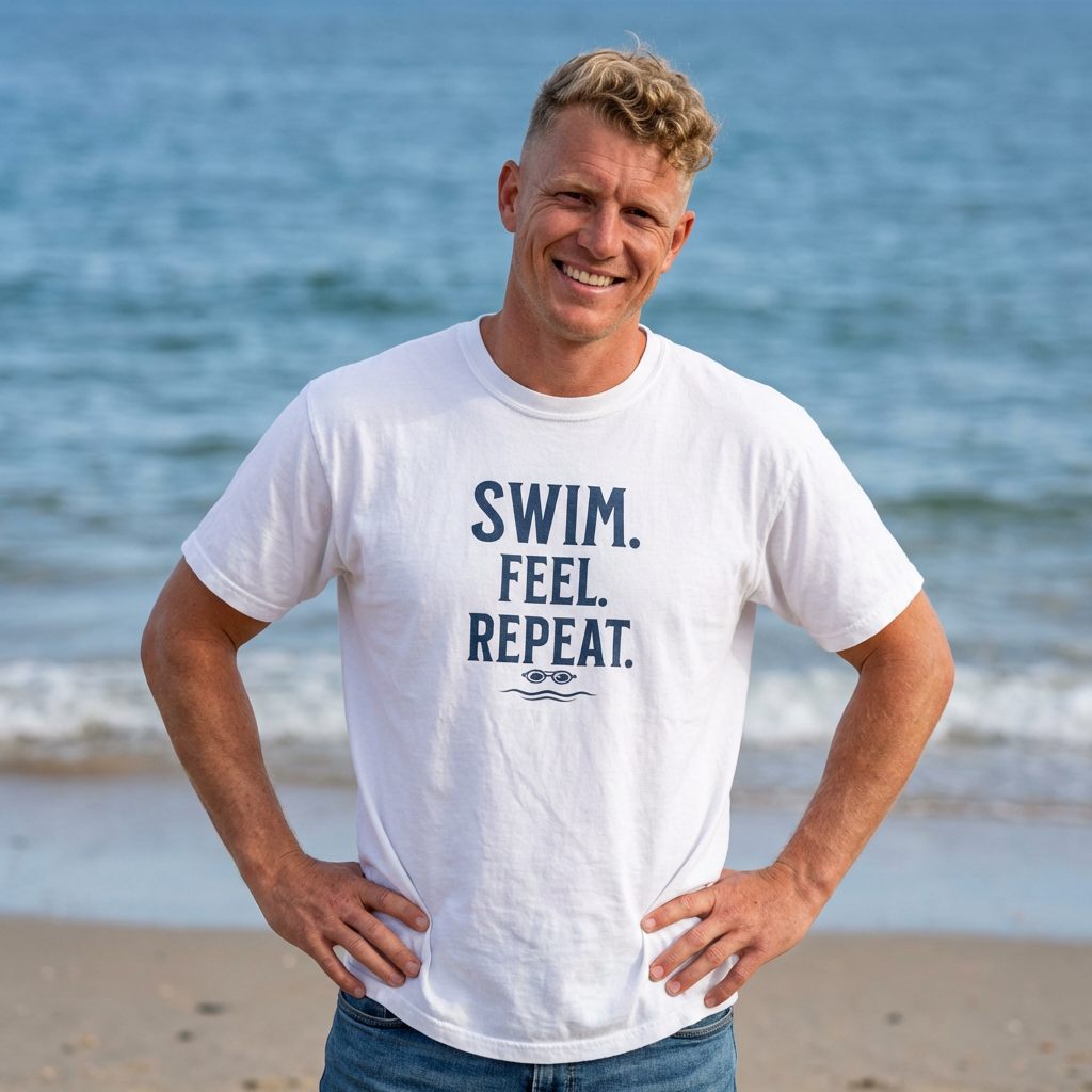Swim. Feel. Repeat. T-Shirt — Men's/Women's Casual Calm T-Shirt
