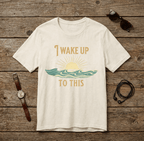 I wake up to this - NO RUSH SUNSET TEE beach graphic tee Marequi Club