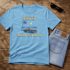 Live It While It’s Here T-Shirt - Retro Beach Sunset beach graphic tee Marequi Club