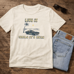 Live It While It’s Here T-Shirt - Retro Beach Sunset beach graphic tee Marequi Club