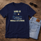 Live It While It’s Here T-Shirt - Retro Beach Sunset beach graphic tee Marequi Club