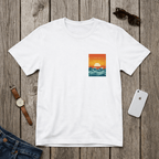 Sunset Waves Pocket Tee - Retro Graphic beach graphic tee Marequi Club