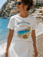 Positano Left My Sandals Here Vintage T-Shirt Amalfi Coast Italy graphic tee Marequi Club