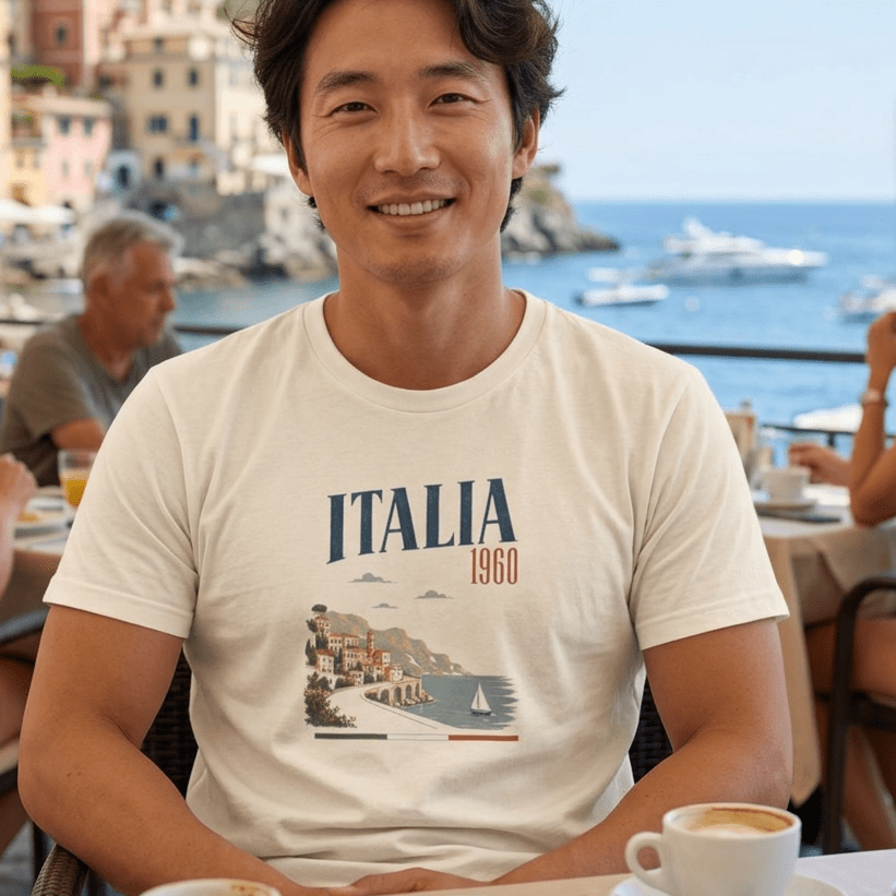 Italia 1960 Vintage Tee - Retro Coastal Italy T-Shirt Amalfi Coast Italy graphic tee Marequi Club