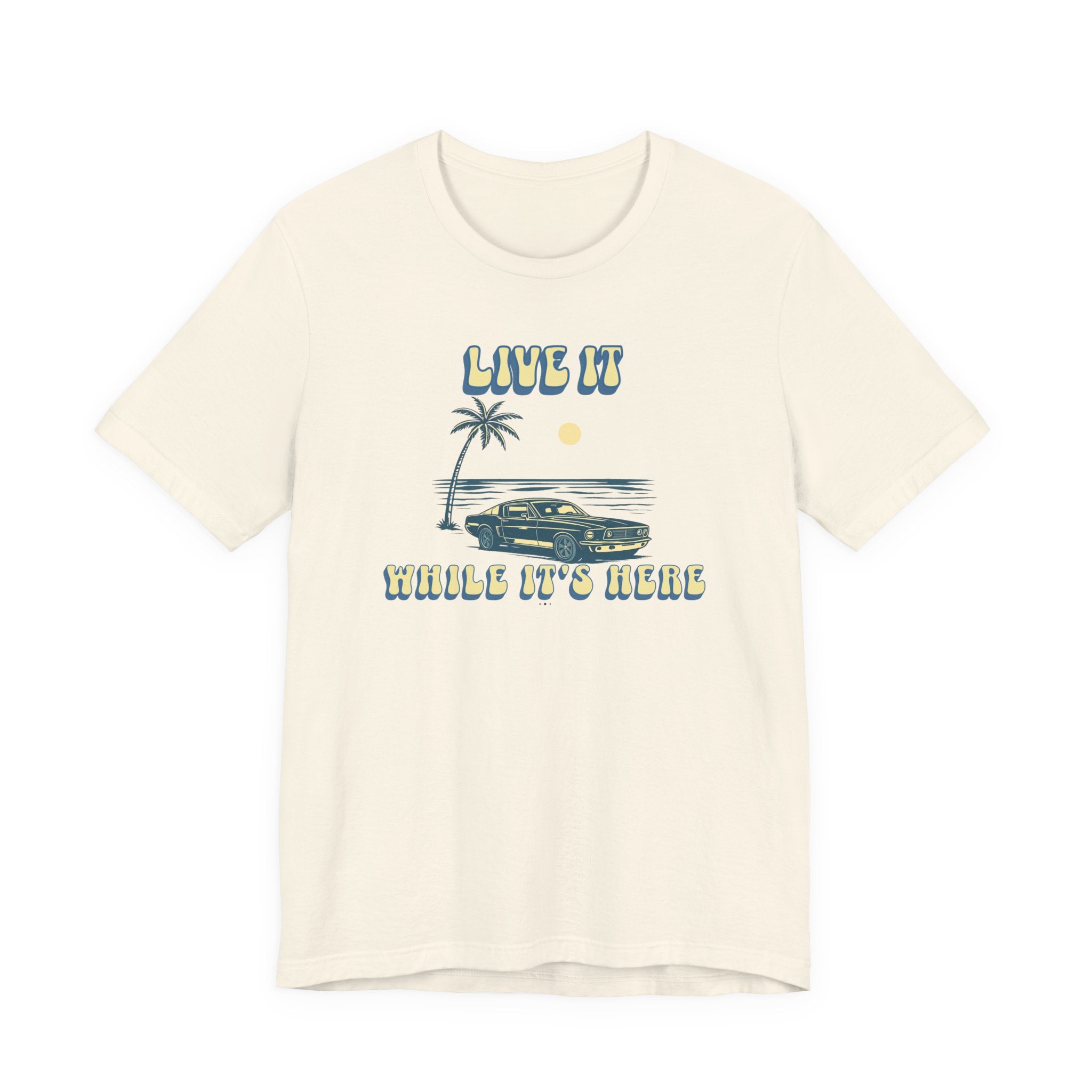 Live It While It’s Here T-Shirt - Retro Beach Sunset beach graphic tee Marequi Club