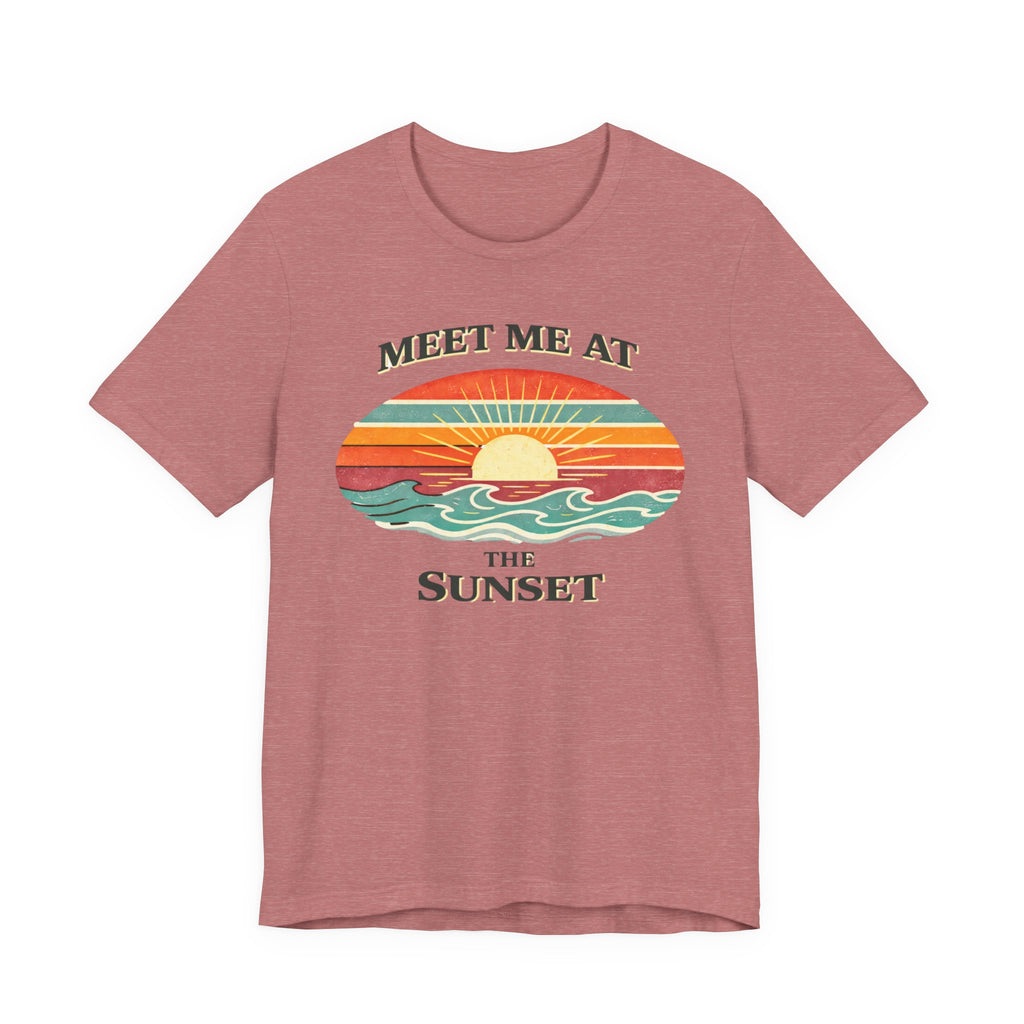 MEET ME AT THE SUNSET T - SHIRT - VINTAGE BEACH GRAPHIC beach graphic tee Marequi Club
