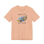 Small Cup. Big View. Positano Coffee T-Shirt Amalfi Coast Italy graphic tee Marequi Club