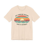 My break room has a sunset… 🌅 T-Shirt - Retro Sunset beach graphic tee Marequi Club