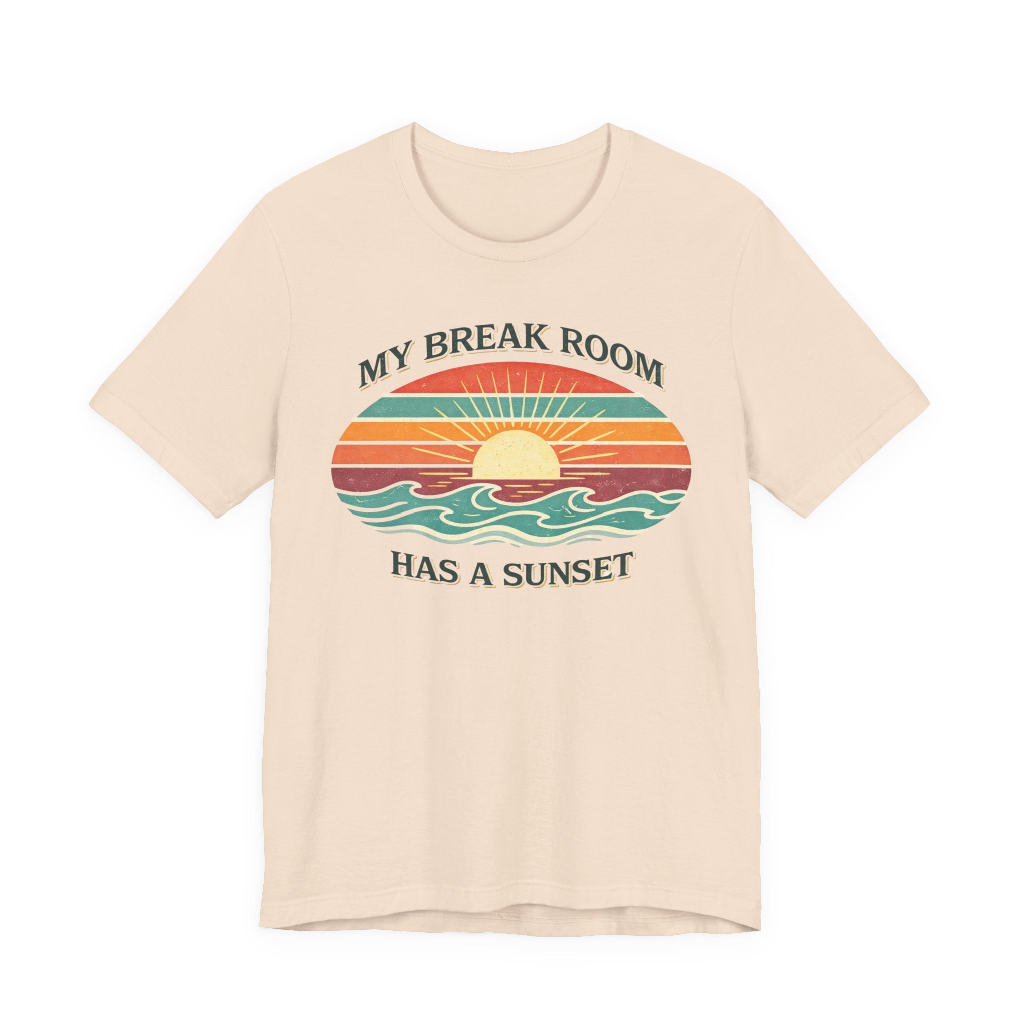 My break room has a sunset… 🌅 T-Shirt - Retro Sunset beach graphic tee Marequi Club