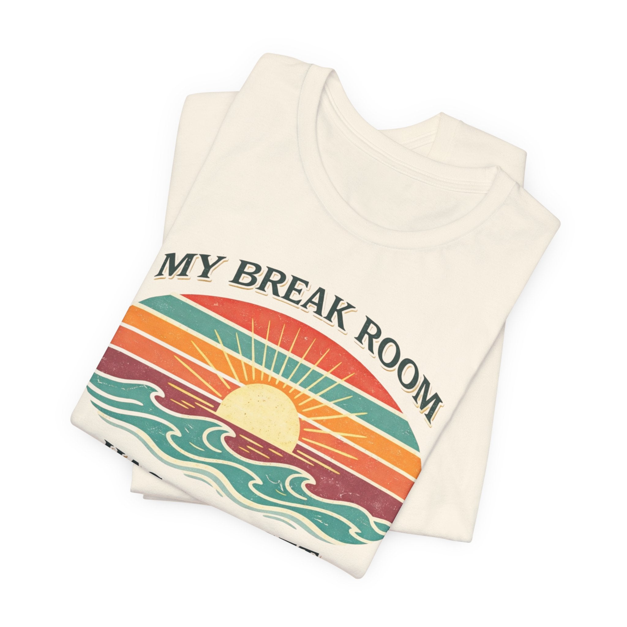 My break room has a sunset… 🌅 T-Shirt - Retro Sunset beach graphic tee Marequi Club