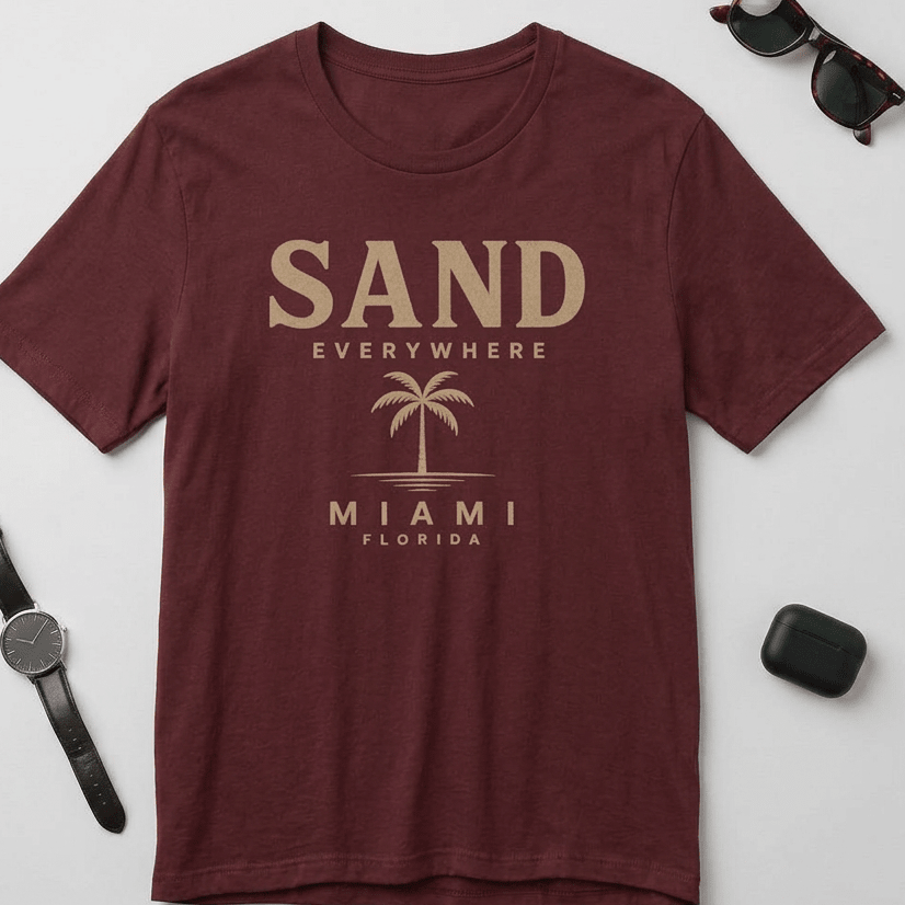 Miami 'Sand Everywhere' Palm T-Shirt - Mare Qui Club