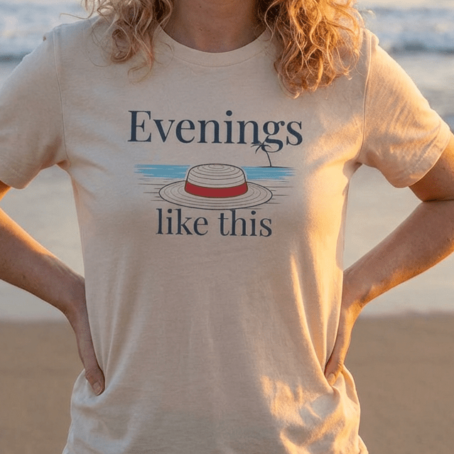 Evenings Like This Graphic T-Shirt, Coastal Beach Moonlight Tee beach graphic tee Marequi Club