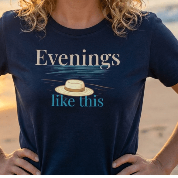 Evenings Like This T-Shirt, Coastal Beach Moonlight T-Shirt, Summer Night Vibe beach graphic tee Marequi Club