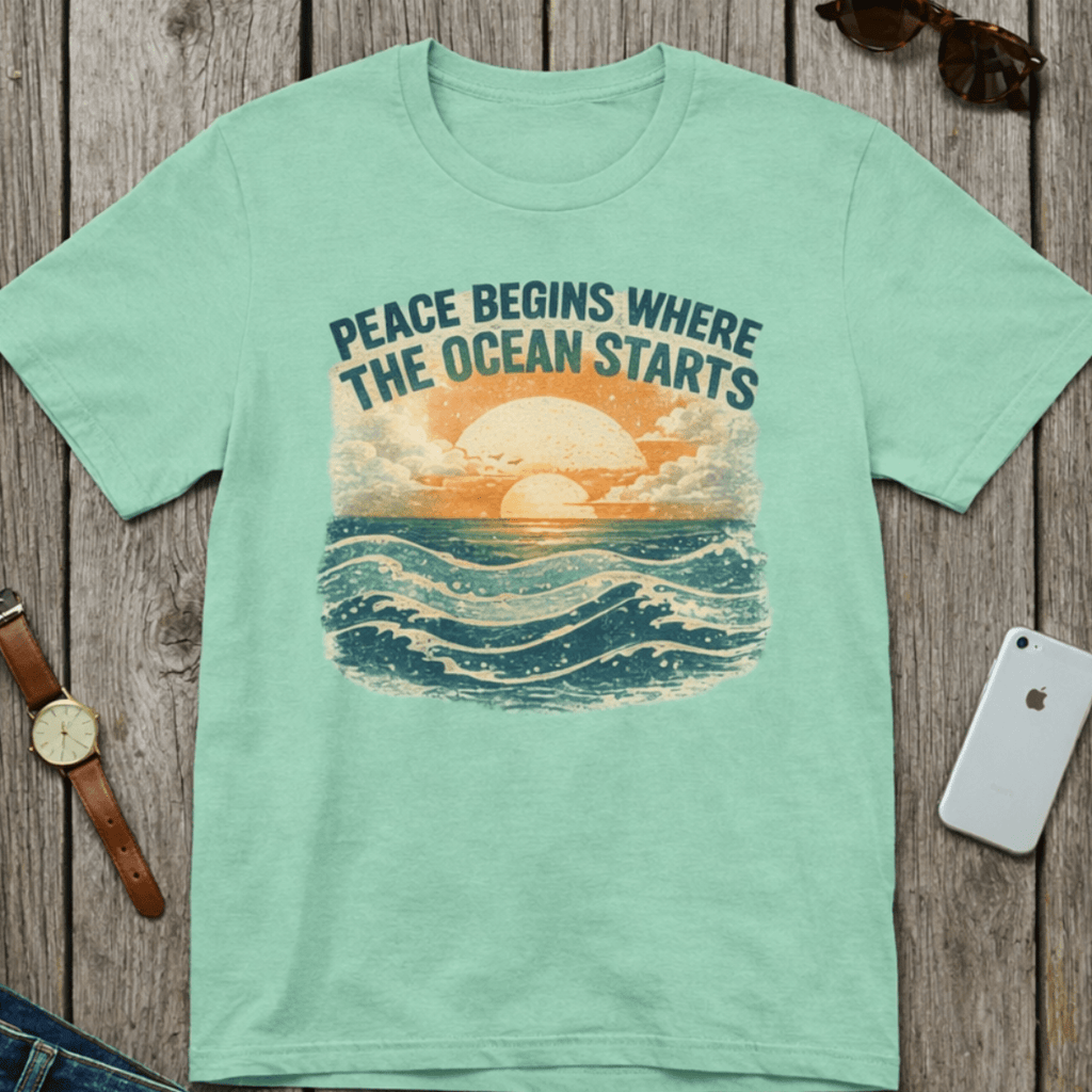 Peace Begins Where the Ocean Starts Vintage Beach - Mare Qui Club