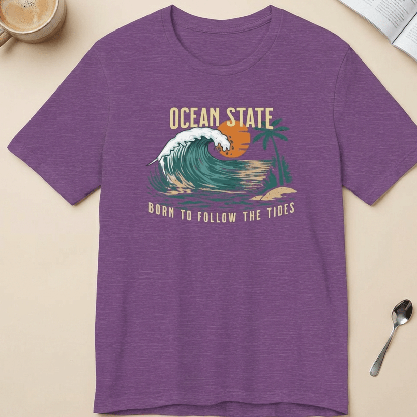 Ocean State T-Shirt - Born to Follow the Tides beach graphic tee Marequi Club