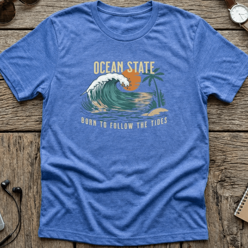 Ocean State T-Shirt - Born to Follow the Tides beach graphic tee Marequi Club