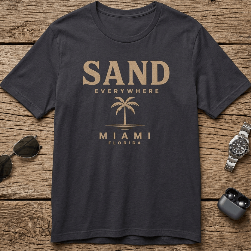 Miami 'Sand Everywhere' Palm T-Shirt - Mare Qui Club