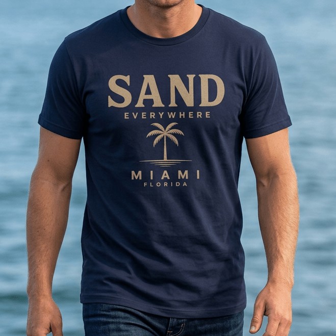 Miami 'Sand Everywhere' Palm T-Shirt - Mare Qui Club