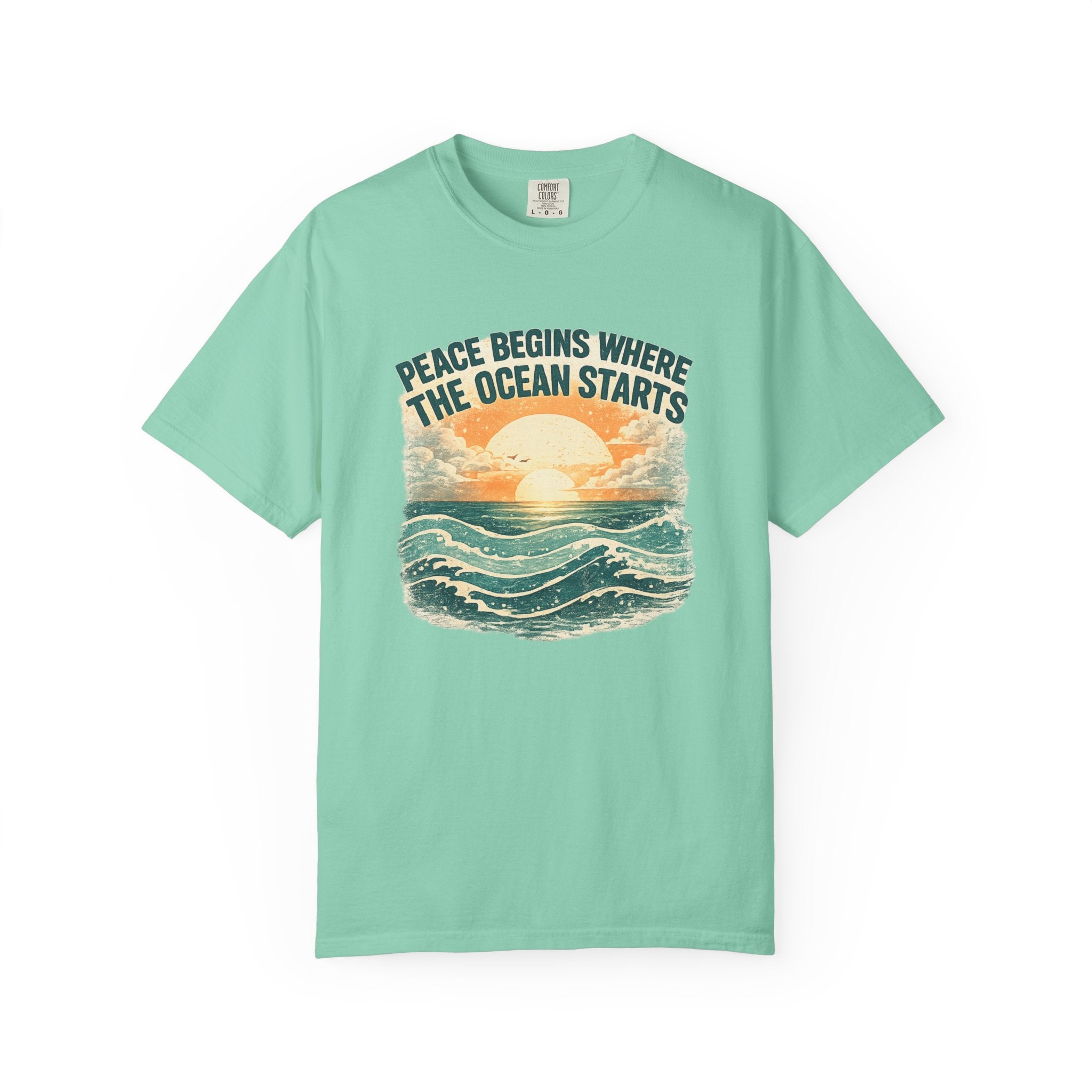 Ocean sunset t-shirt green Mare Qui Club