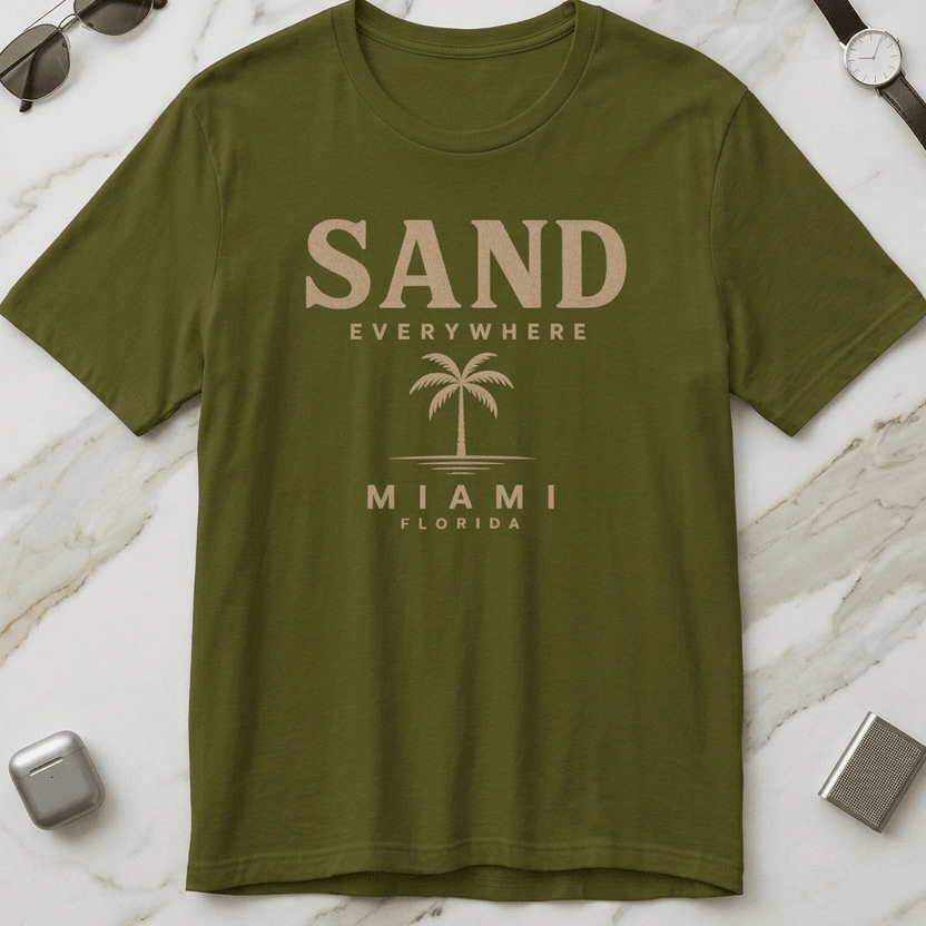 Miami 'Sand Everywhere' Palm T-Shirt - Mare Qui Club