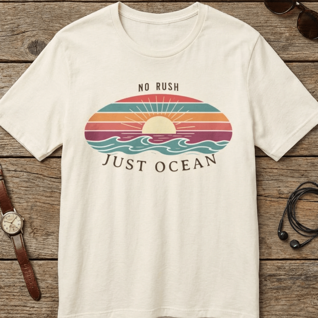 NO RUSH JUST OCEAN T - SHIRT beach graphic tee Marequi Club